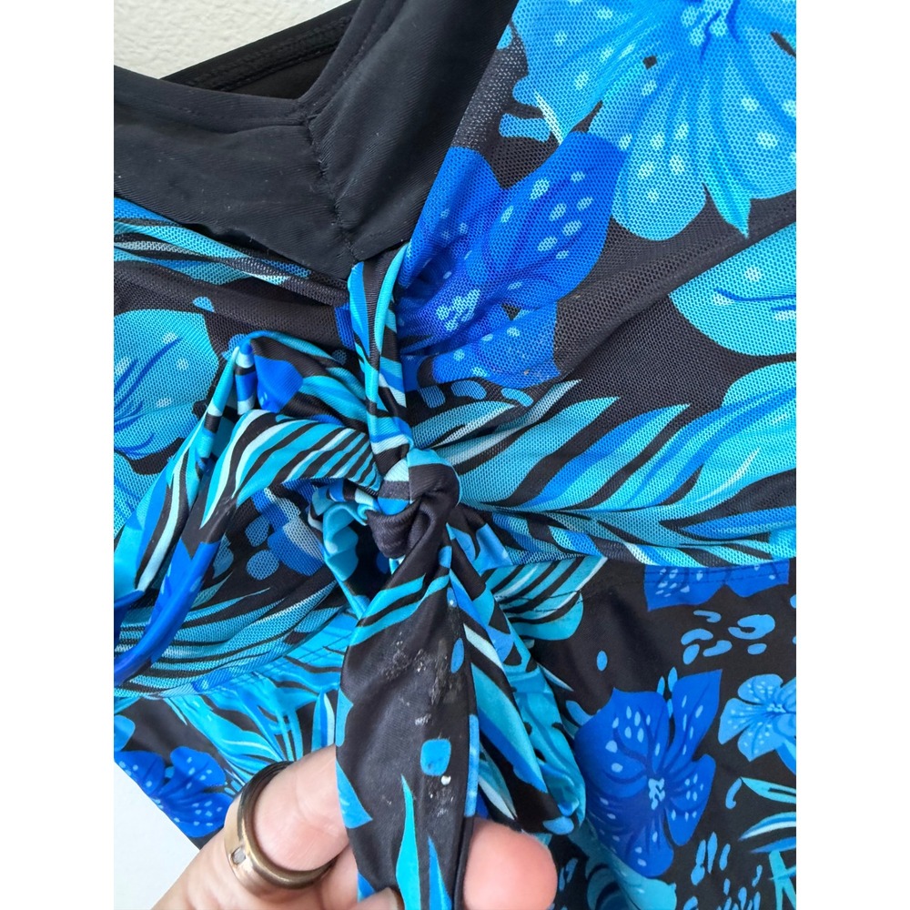 Hanna Nikole Blue Floral Swim Dress Top – Women's 24W – NWT - Picture 3 of 6